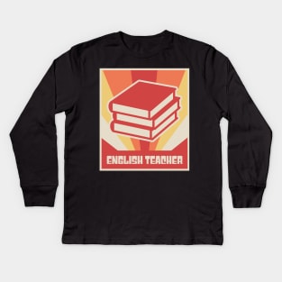 Retro Vintage Books – English Teacher Kids Long Sleeve T-Shirt